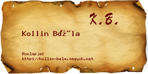Kollin Béla névjegykártya